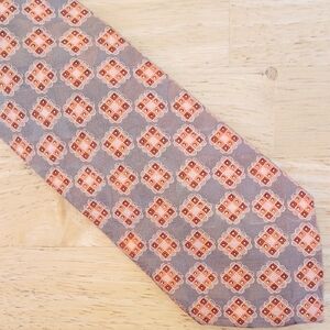 Ermenegildo Zegna Grayish Tan and Orange Patterned *PRINT* Tie